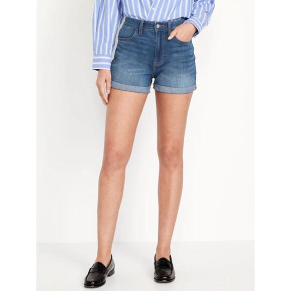 Old Navy Jeans Short WMNS 12 Slim Mid-Rise Bambu Cuffed Medium Wash Denim Blue - Picture 2 of 11
